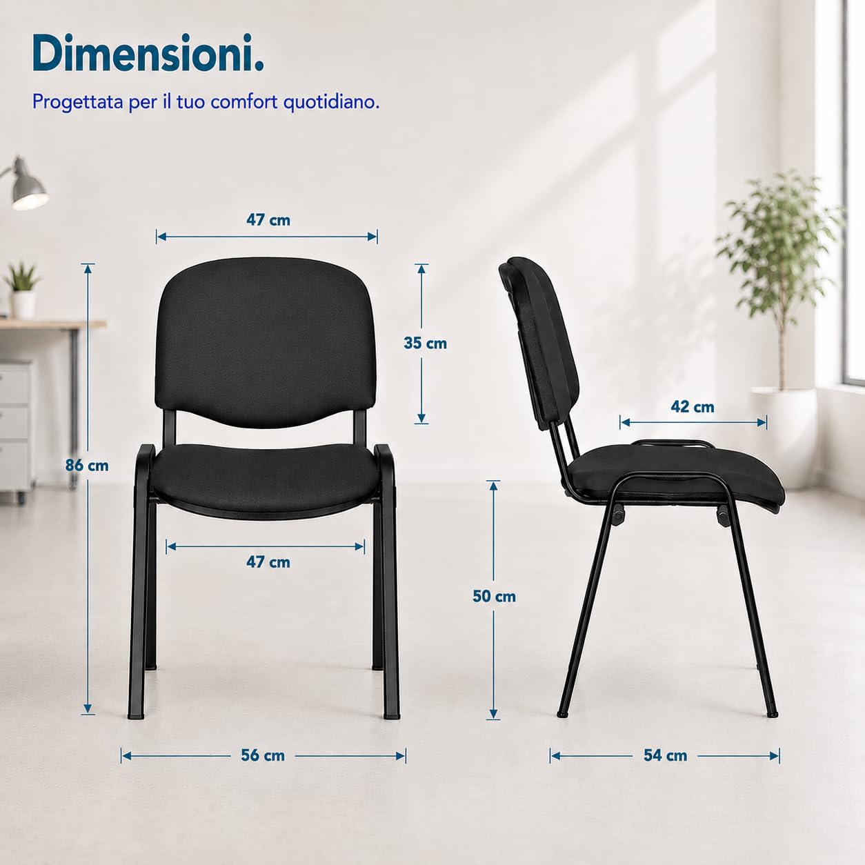 Topsit Wartezimmerstuhl, stapelbarer Besucherstuhl mit weich gepolsterter Sitzfläche, Metallgestell Bürostuhl, Konferenzstuhl für Home Office, Rezeption Pausen Raum