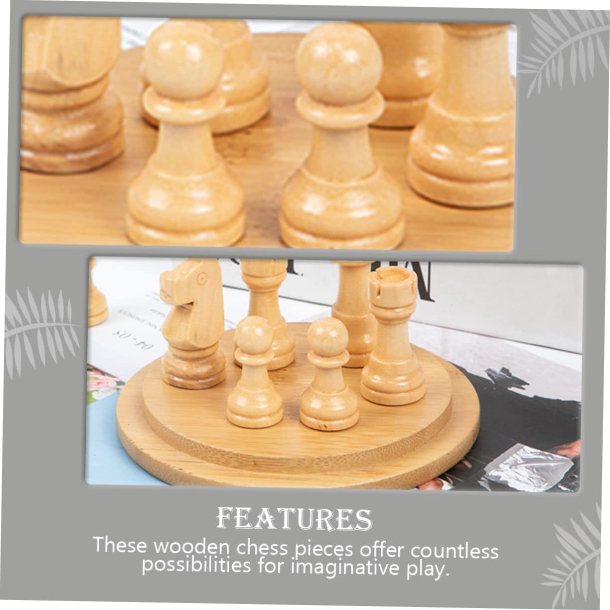 Pièces D’échecs En Bois Brut à Peindre Soi-même – Set De 32 Pièces Style Peg, Projet Créatif DIY, Jeu Personnalisé Ou Décoration