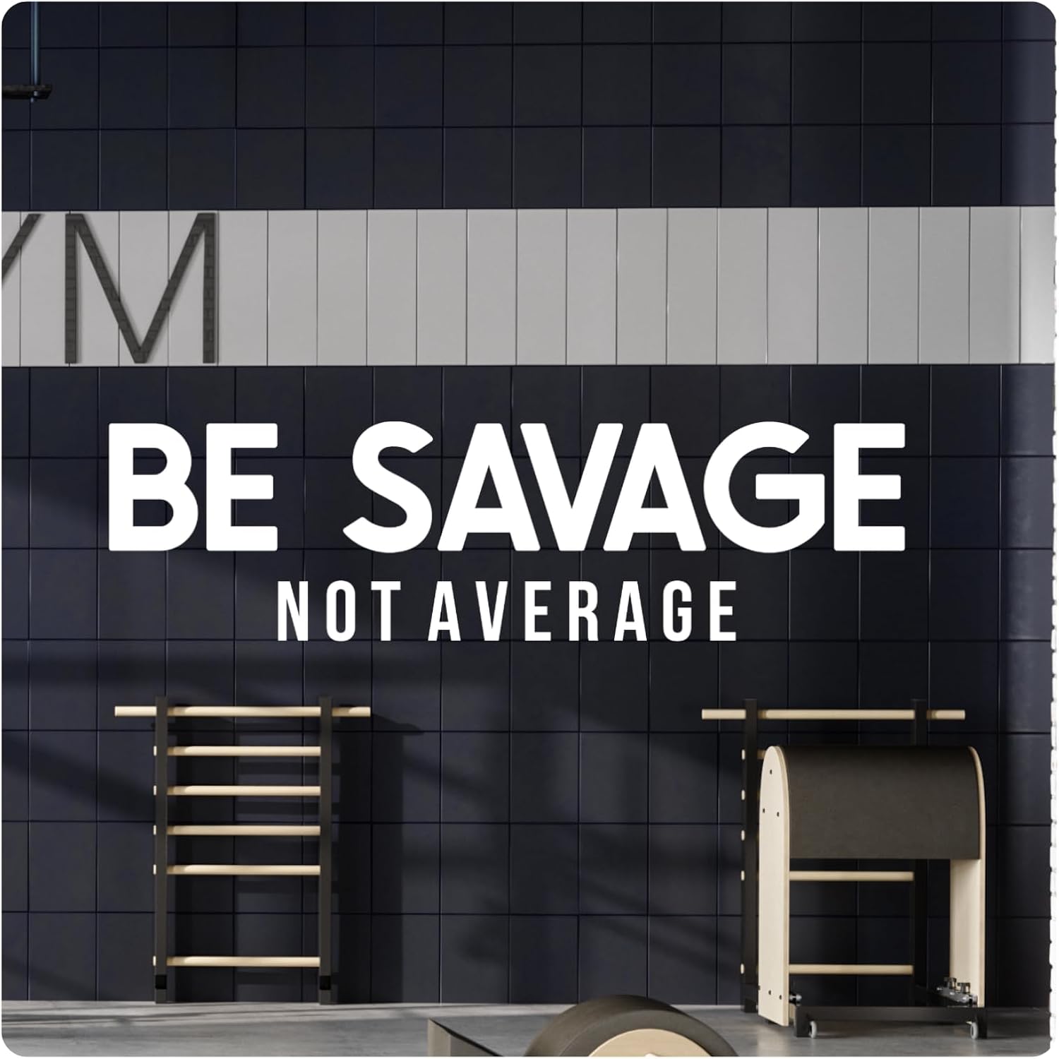 My Vinyl Story - Be Savage Not Average - Large Motivational Wall Decal Sticker Quote for Home Gym Fitness Workout Inspirational Wall Art Vinyl Decor Removable (White, 60x17 inches)