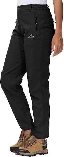 YSENTO Women's Softshell Winter Hiking Trousers wasserabweisend und dick gefüttert
