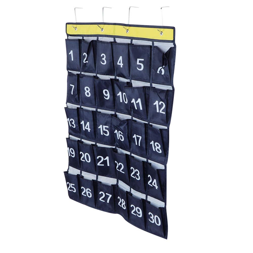 PAULONE Grafico Tascabile Con 48 Tasche Per Cellulare E Calcolatrice – Organizer Da Parete Con Adesivi Numerati, Bianco