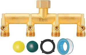 EBH Brass Garden Hose Splitter, 4-Way Heavy Duty Hose Splitter, Out... EBH Brass Garden Hose Splitter, 4-Way Heavy Duty Hose Splitter, Out...
