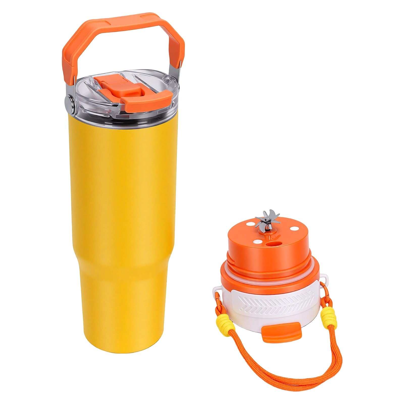 Generic Vaso Exprimidor de Acero Inoxidable, Licuadora Portátil Recargable para Batidos, Zumos, 900ml, Ideal para Viajar Al Aire Libre