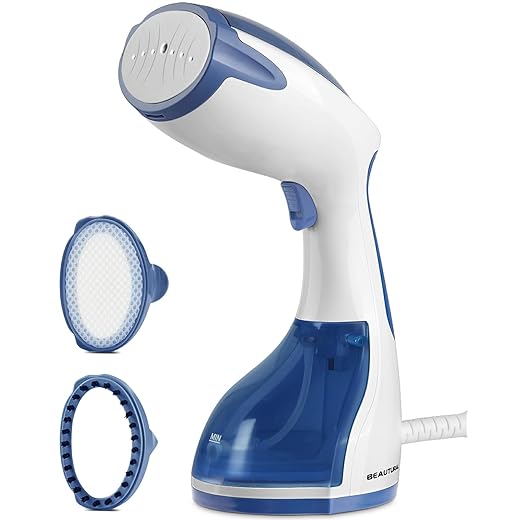 BEAUTURAL Clothes Steamer, Portable Handheld Steamer, Garment Fabric Wrinkles Remover, 30-Second Fast Heat-up, Auto-Off, Large Detachable Water Tank, Dark Blue