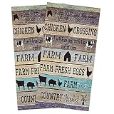 Zadaling Farmhouse Kitchen Towels,Farmhouse Animals Barn Fresh Eggs 16x28 Inches Soft Kitchen Dish C