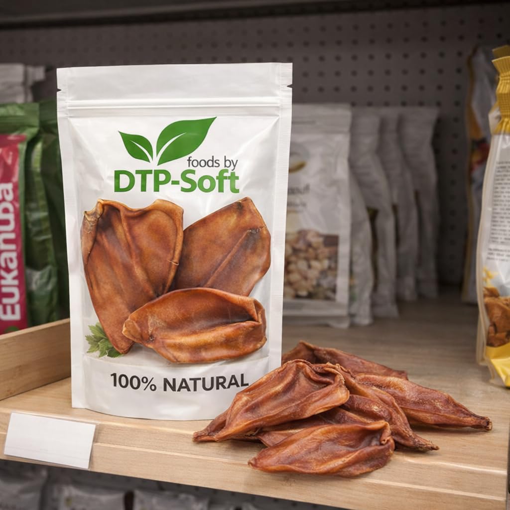 Getrocknete Schweineohren Hundesnack 10 Stück - natürlicher Kausnack für Hunde 100% Schweineohren ohne Zusätze - Kauartikel Hund für Zahnpflege - proteinreicher Hundesnack für alle Rassen