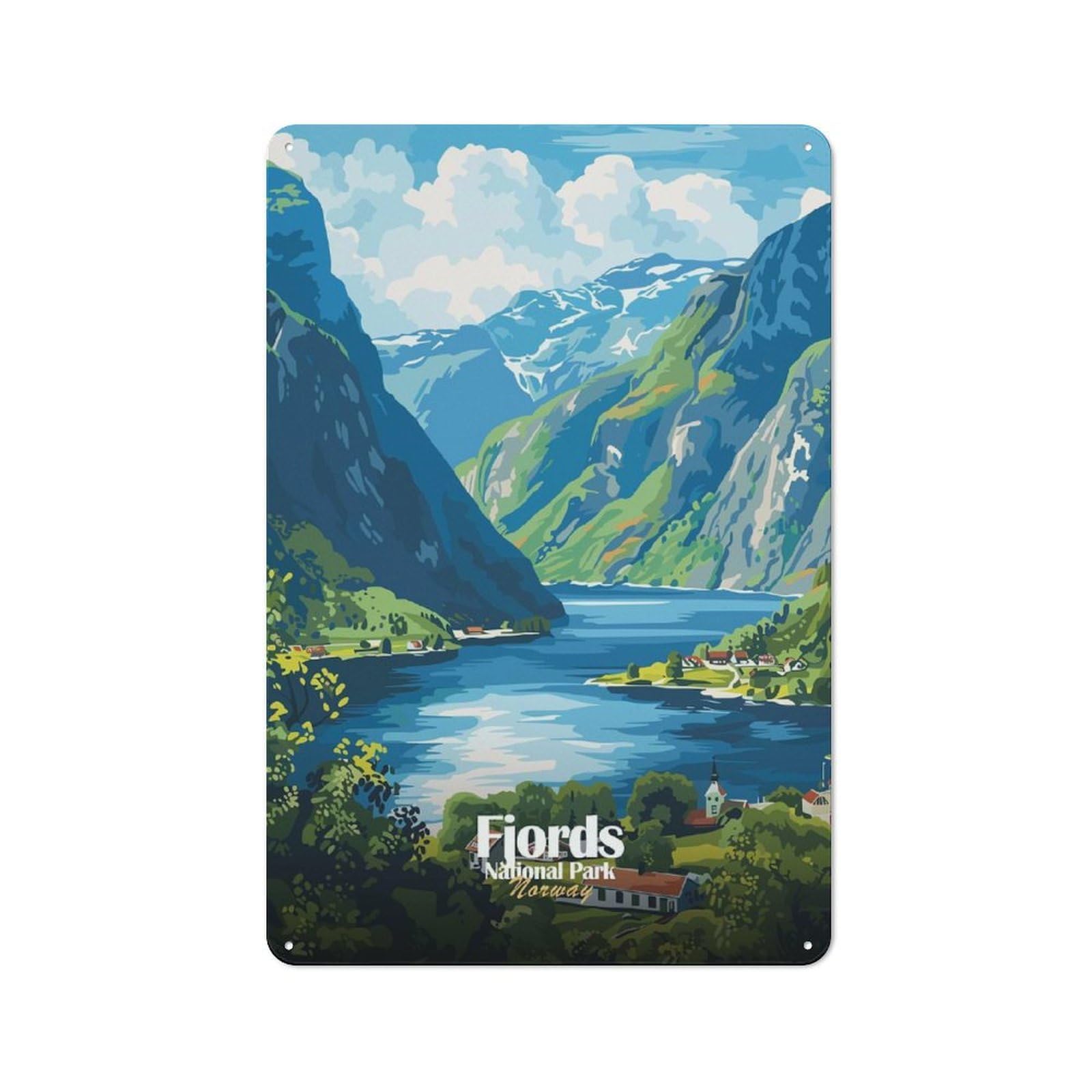 Junmoney Style-17 Fjords National Park Norway Travel Decorative Tin Sign 30X20cm, Distressed Look Vintage Wall Decor For Lounge, Study, Pub Or Wall Gallery