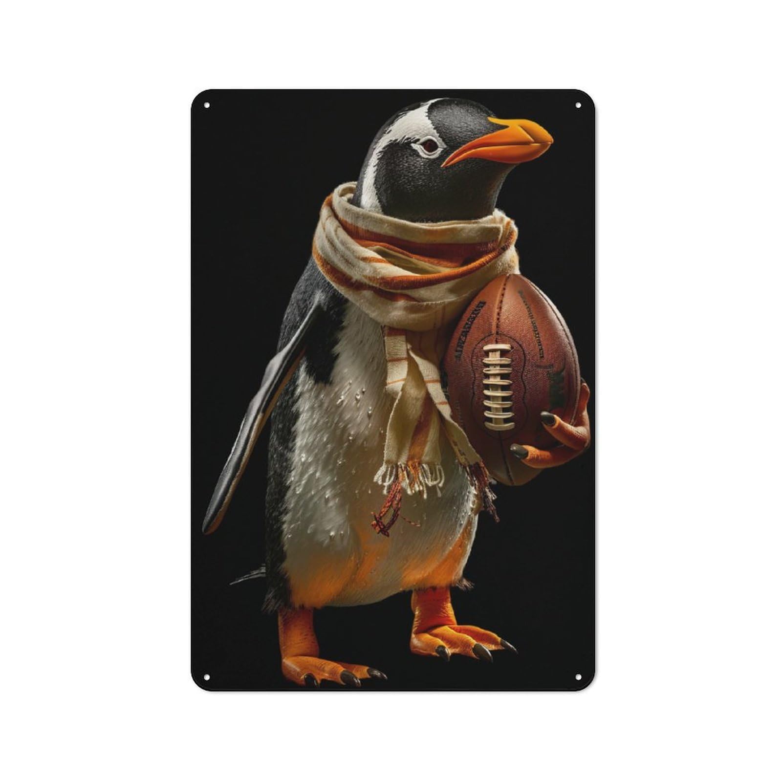 Junmoney Penguin American Football Retro Tin Wall Plaque 30X20cm Featuring For Garage Wall, New Home Wall Decor For People Furnishing A Garage