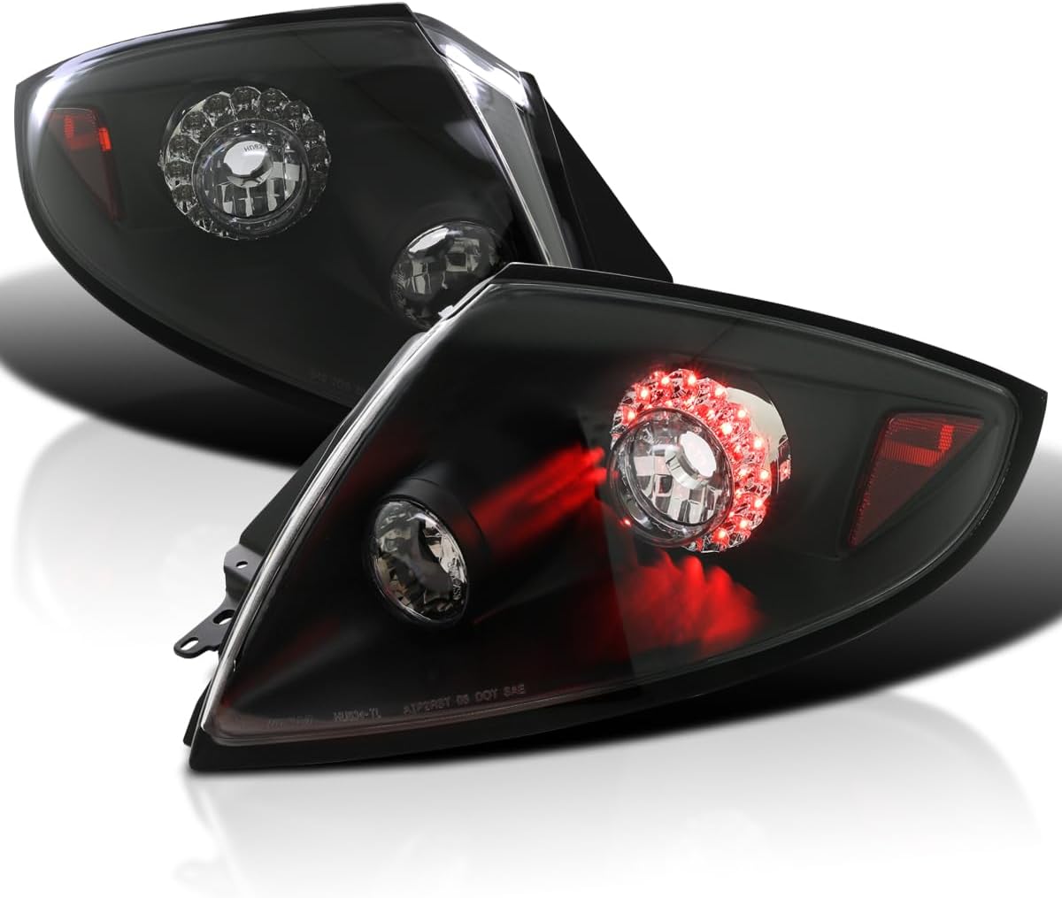 SPEC-D TUNING Black Housing Clear Lens LED Tail Lights Compatible with 2006-2011 Mitsubishi Eclipse, Left + Right Pair Assembly