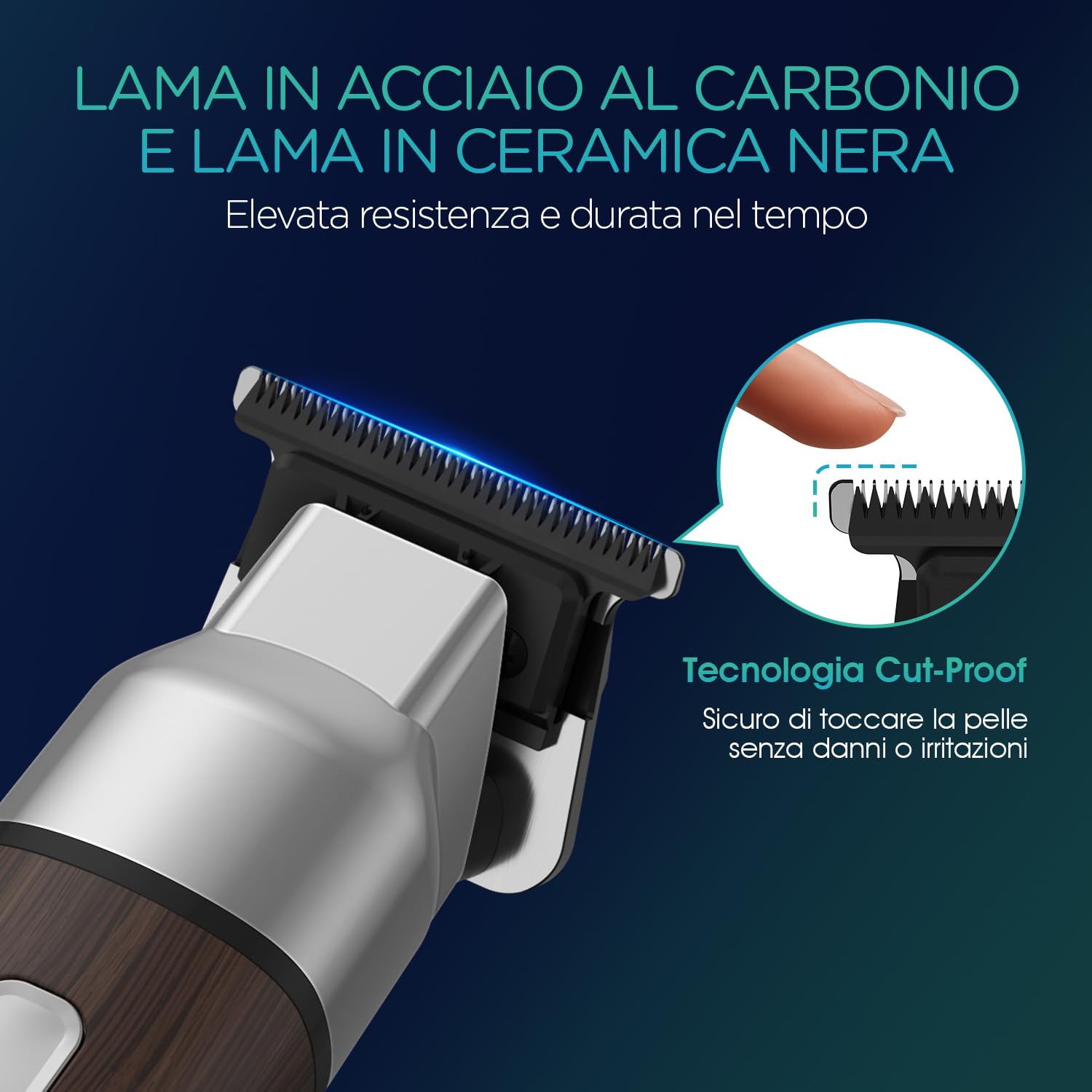 VOYOR Rasoio Elettrico Per Uomo, Depilatore Corpo Uomo Impermeabile, Tagliacapelli Con Pettini Regolabili, USB Ricaricabile, Rasoio Intimo Elettrico Per Viso, Braccia, Petto, Gambe HT310 (Marrone)