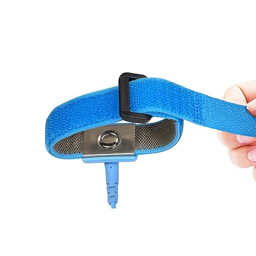 Miniatura 32 de Correa para muñeca a prueba de estática y descargas, pulsera con cable largo y extensible de tierra y con clip de cocodrilo Amarillo