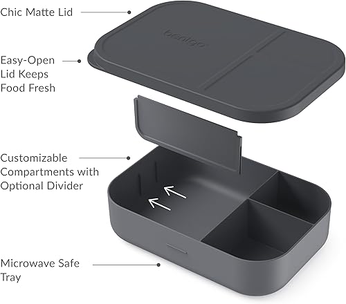 Miniatura 4 de Bentgo Bandeja moderna con tapa mate, reutilizable, sin BPA, recipientes para preparación de comidas para adultos con divisor extraíble, 3 o 4