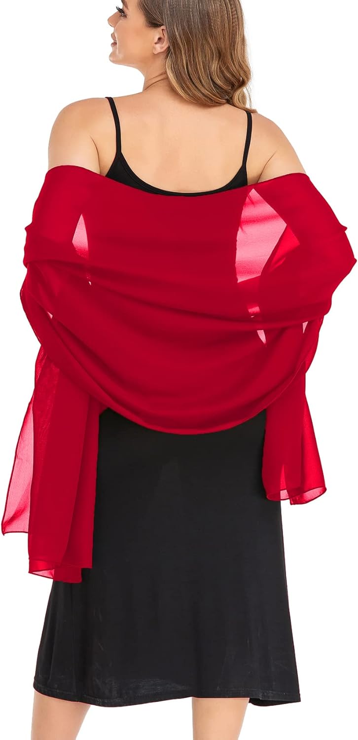 Shawls and Wraps for Evening Dresses Sheer Chiffon Women Elegant Soft Silky Wraps Wedding Bridal Scarf