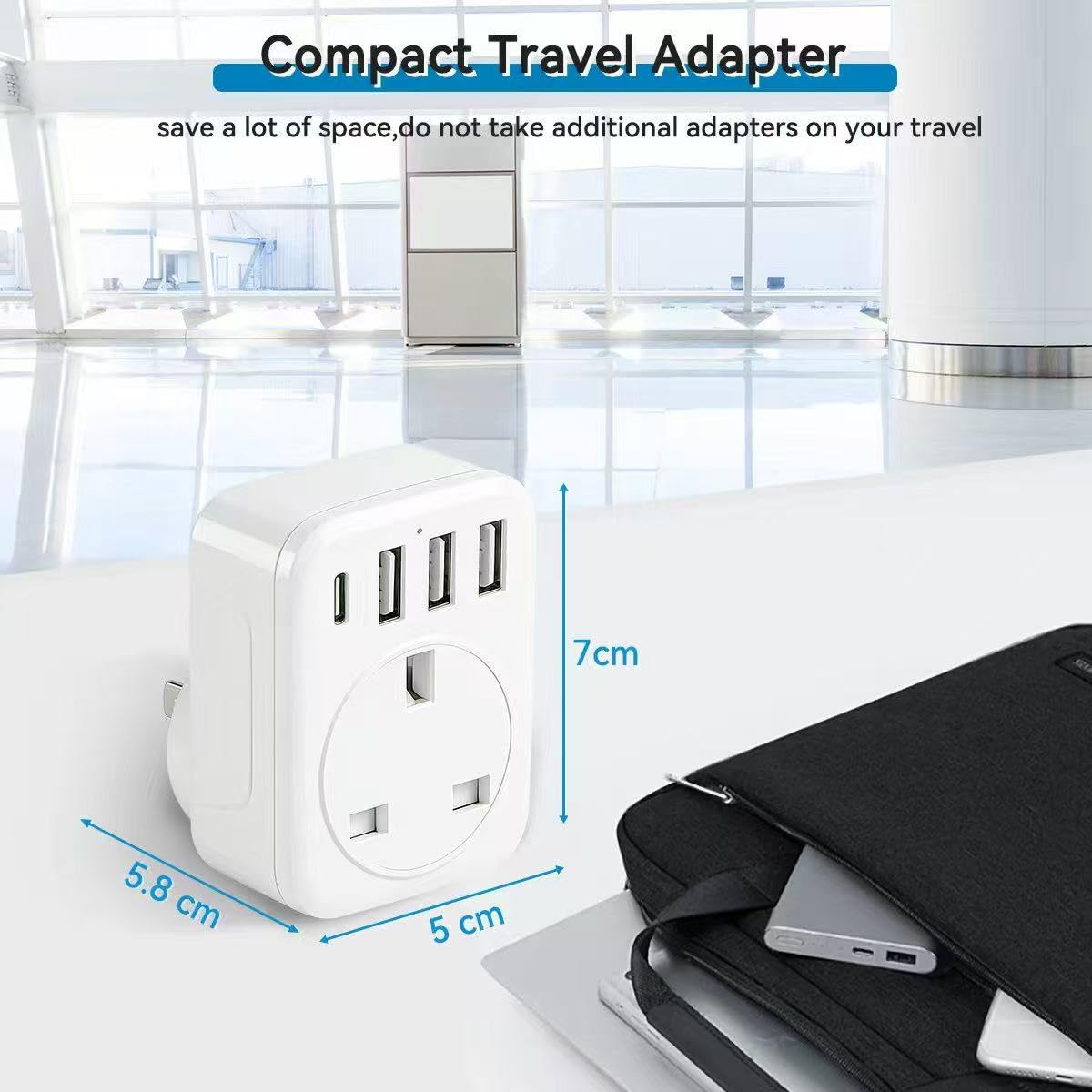 UK to Japan Plug Adapter,SHUOMAO UK to Japan Travel Adaptor with 4 USB(1 USB C 17W Charger),Japanese Power Adapter Converter Plug for Japanese,Amercian,China (Type A) — view 7