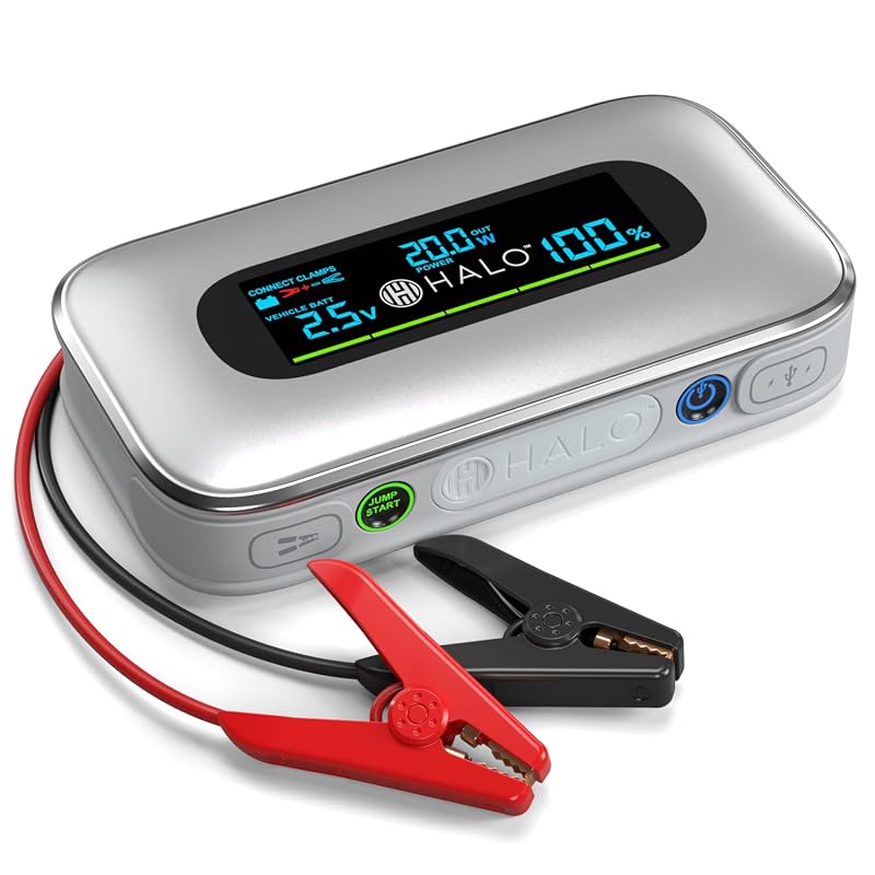 Auxiliar de Partida HALO Bolt 1500 A para Bateria Automotiva, Power Bank, Luz LED e Tela Digital 12 V