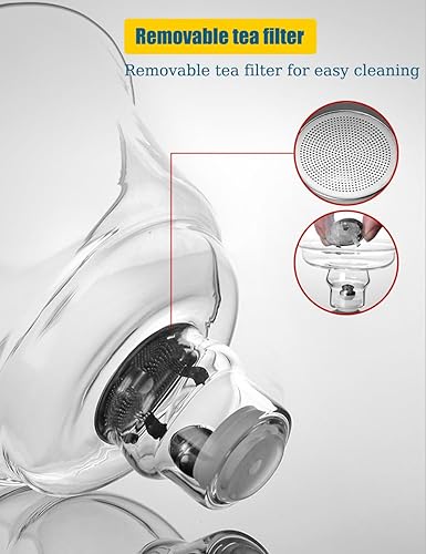 Miniatura 4 de Hervidor de té para hojas sueltas, tetera de vidrio mágico con infusor y tapa, tetera transparente, juego de té de goteo magnético semiautomático