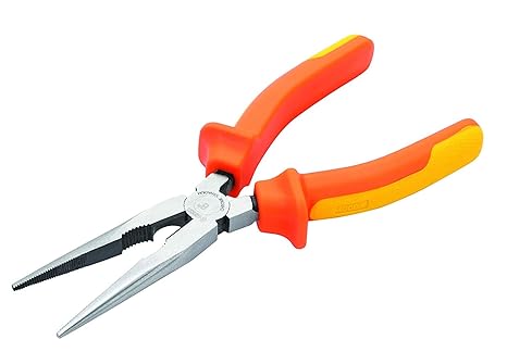 GROZ Long Nose Insulation Plier with Insulation to 1000V AC| Ideal for Cutting & Gripping Wires| High Strength Construction| Corrosion Resistant| Shockproof Ergonomic Grip (Length: 200 mm)