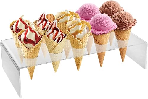Soporte acrílico transparente para cono de helado, 10 agujeros para exhibir conos de nieve, rollos de mano de sushi, palomitas de maíz, dulces,