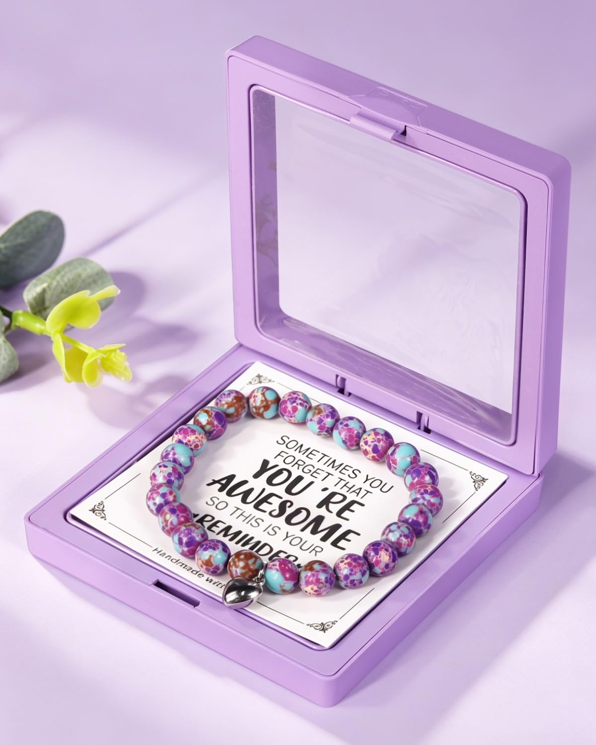 Geburtstagsgeschenke für Frauen, Geschenkbox mit Kosmetiktasche, Schlüsselanhänger, Armband & Spiegel, Geschenkset für Frauen, Ehefrau, Mutter, Schwester, Tochter, Beste Freundin