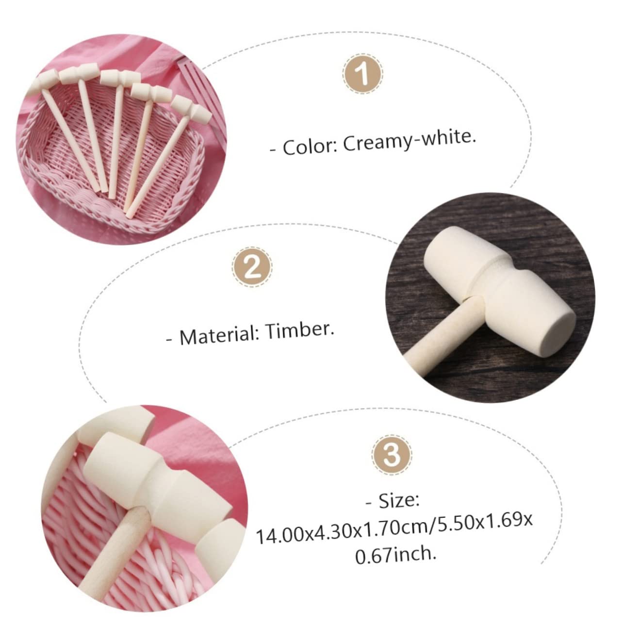 HANABASS 24Pcs Mini Wooden Hammers Educational for Safe Hitting Hammer for Creative Play Enhances Hand Eye Coordination Patience Development