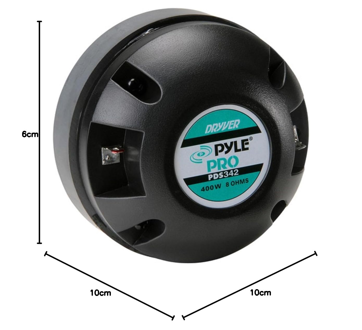 PYLE PDS342 PDS 342 driver a compressione tweeter 200 watt rms 400 watt max con attacco da 1" 2,50 cm per trombe da 1" dj casa feste cassa impedenza 8 ohm peso 1,400 kg 104 db