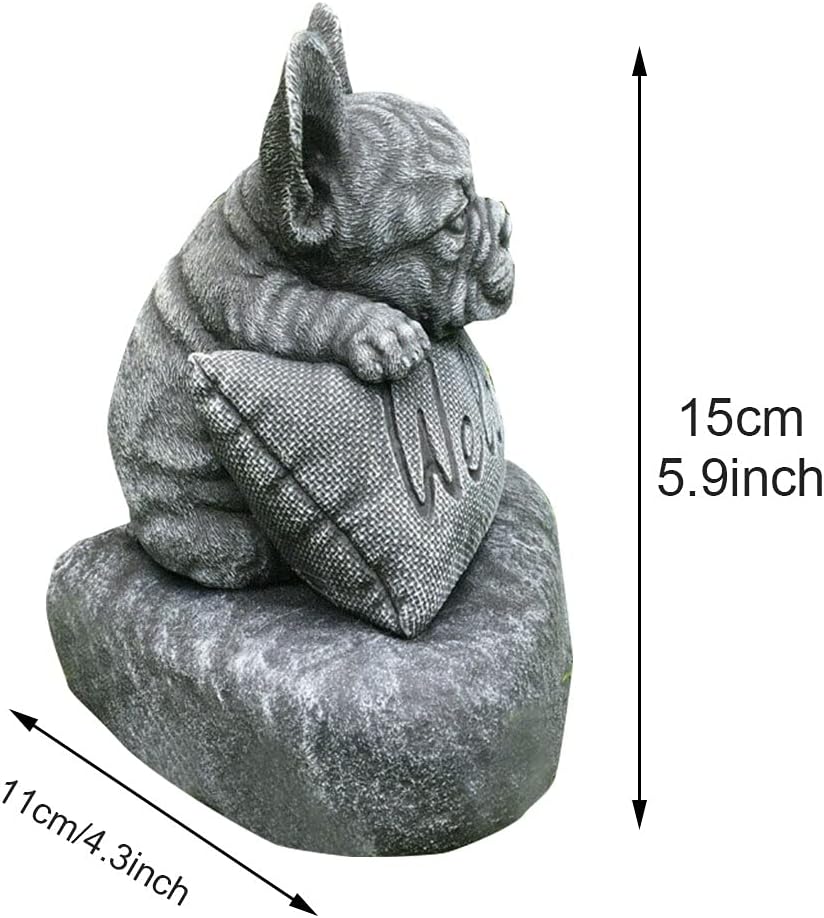 EKDJKK Bulldog Resin Statue, Animal French Bulldog Ornament Figurine Sculpture, Garden Decoration Porch Lawn Welcome Statue for Indoor & Outdoor, Home, Office, Lawn, Patio - Image 2