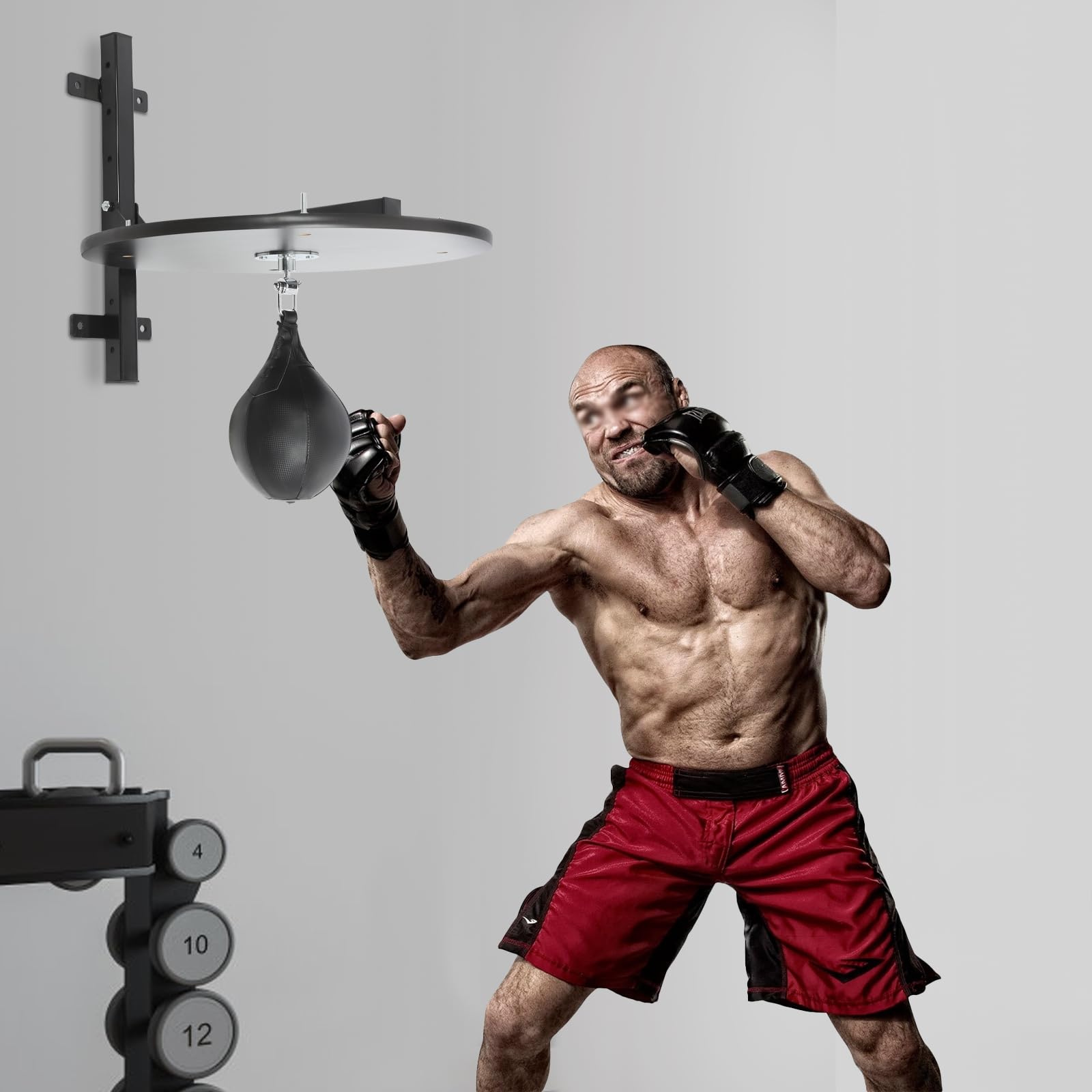 Speed Bag Plattform Für Boxtraining Mit Stahl Holz Und PU 30 cm Höhenverstellbar Leise Wandmontage Home Gym Fitnessstudio Boxsack Speedball Punchingball Reflexball Erwachsene