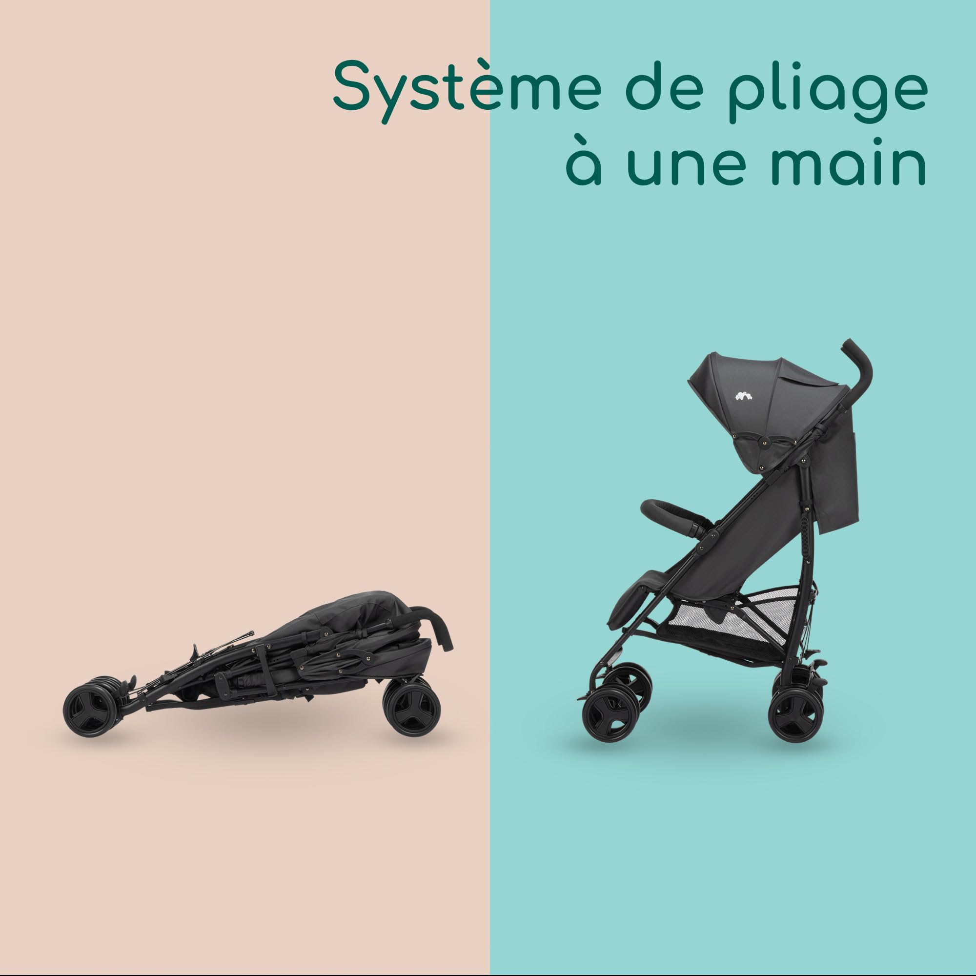 Bebeconfort Dusk, Poussette pour Bébé, 0 - 4a (0 - 22 kg), Poussette de Voyage dès la Naissance, Compacte et Légère (5,6 kg), Tissus Doux et Rembourrés, Pliage Compact, Panier, Mineral Graphite