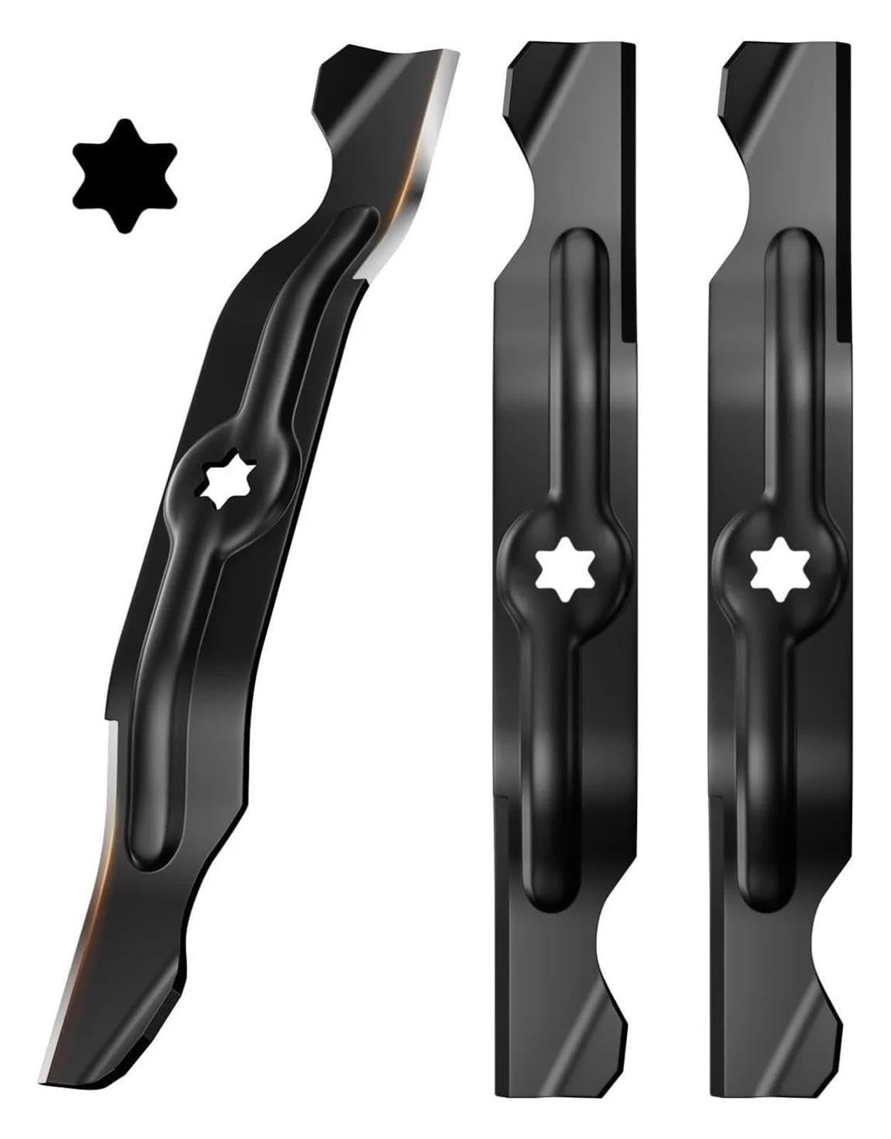 942-04053C Cuchillas for Cortacésped, 3 Unidades, Cubierta De 50 Pulgadas, Orificio Central En Forma De Estrella De 6 Puntas, Cuchillas for Mantillo Reemplaza A 742-04056, 942-04056