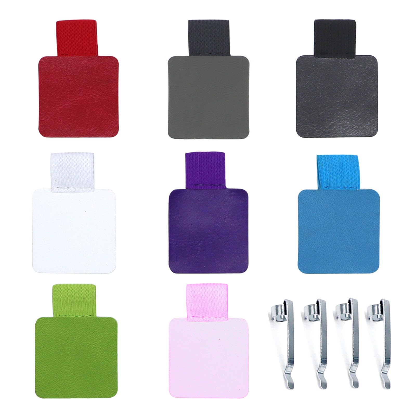 Pen Loop,Adhesive Pen Holder for Notebook with Metal Pen Clips,12 Pcs Adhesive Pencil Pen Holder Elastic Loop PU Leather Pen Holder for Journals,Calendars (8 Colors)