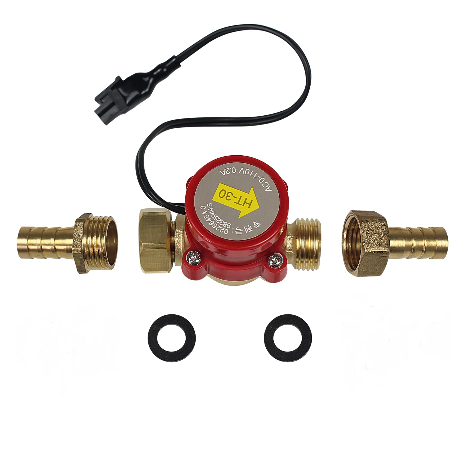XUNKUANER Water Flow Sensor Switch HT-30 AC 0-110V 0.2A G3/4 "-3/4" Thread,Water Flow Sensor for CO2 Laser Tube Protecting (Caliber: 10mm)