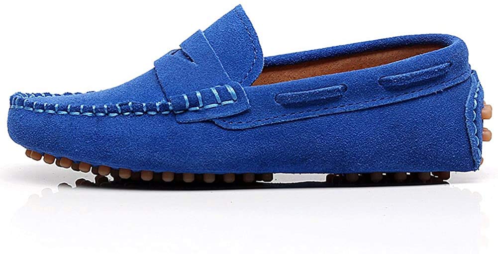 Boys Cute Slip On Suede Leather Loafers Shoes S8884 Royal