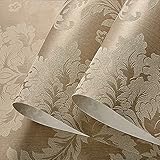 Q QIHANG 1.73' W x 32.8'L 3D Embossed Damask Wall Paper European Style Modern Minimalist Bedroom TV Background Wall Cafe Hotel Restaurant Non-Woven Non-Pasted Wallpaper (Brown)