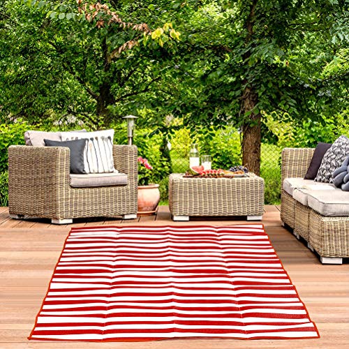 Reversible Mats - Indoor/Outdoor Plastic Straw Rugs, Modern Outdoor Area Rug for Patios Clearance, Outside Mat for RV Camping, Picnic, Beach, Backyard, Deck, Trailer (5' x 6.5') - Image 5