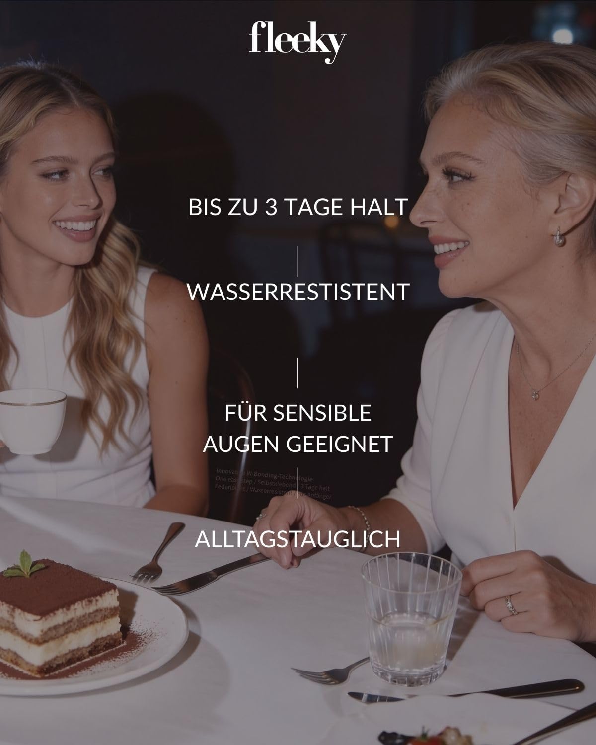 Fleeky Press On Lashes Glam – selbstklebende Wimpern ohne Kleber – Pre Glued Cluster Lashes für voluminösen Look mit bis zu 3 Tage Halt (Family Dinner)