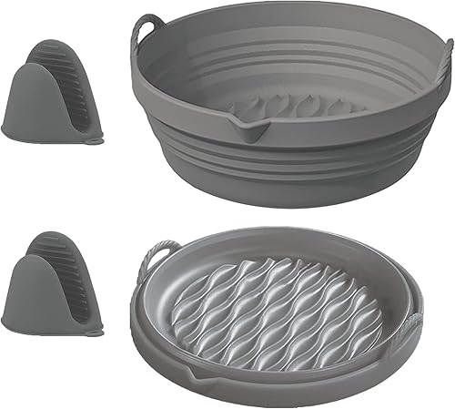 SOLEILHOME - Forro de silicona para freidora de aire reutilizable cesta plegable para freidora de aire de 75 pulgadas resistente al calor forros