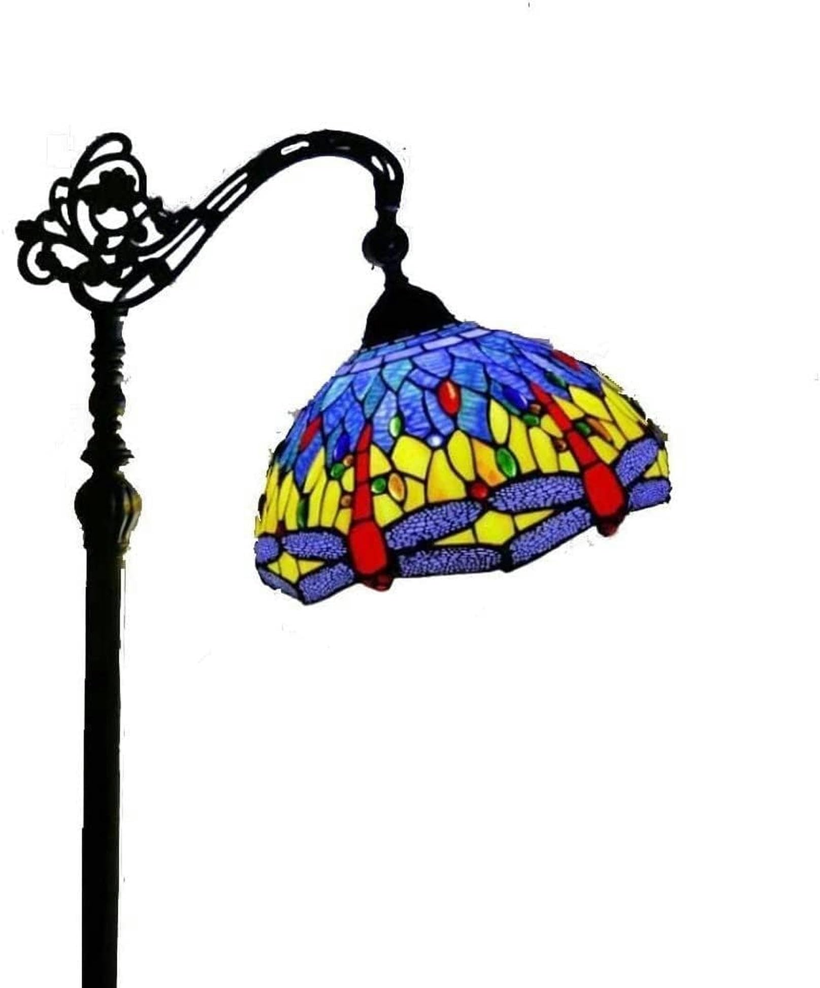 IUokLU 12 Inch Tiffany-Style Stand Bedside Lamp Form Vintage Floor Uplighter in Decorative Stained Glass Creative Live