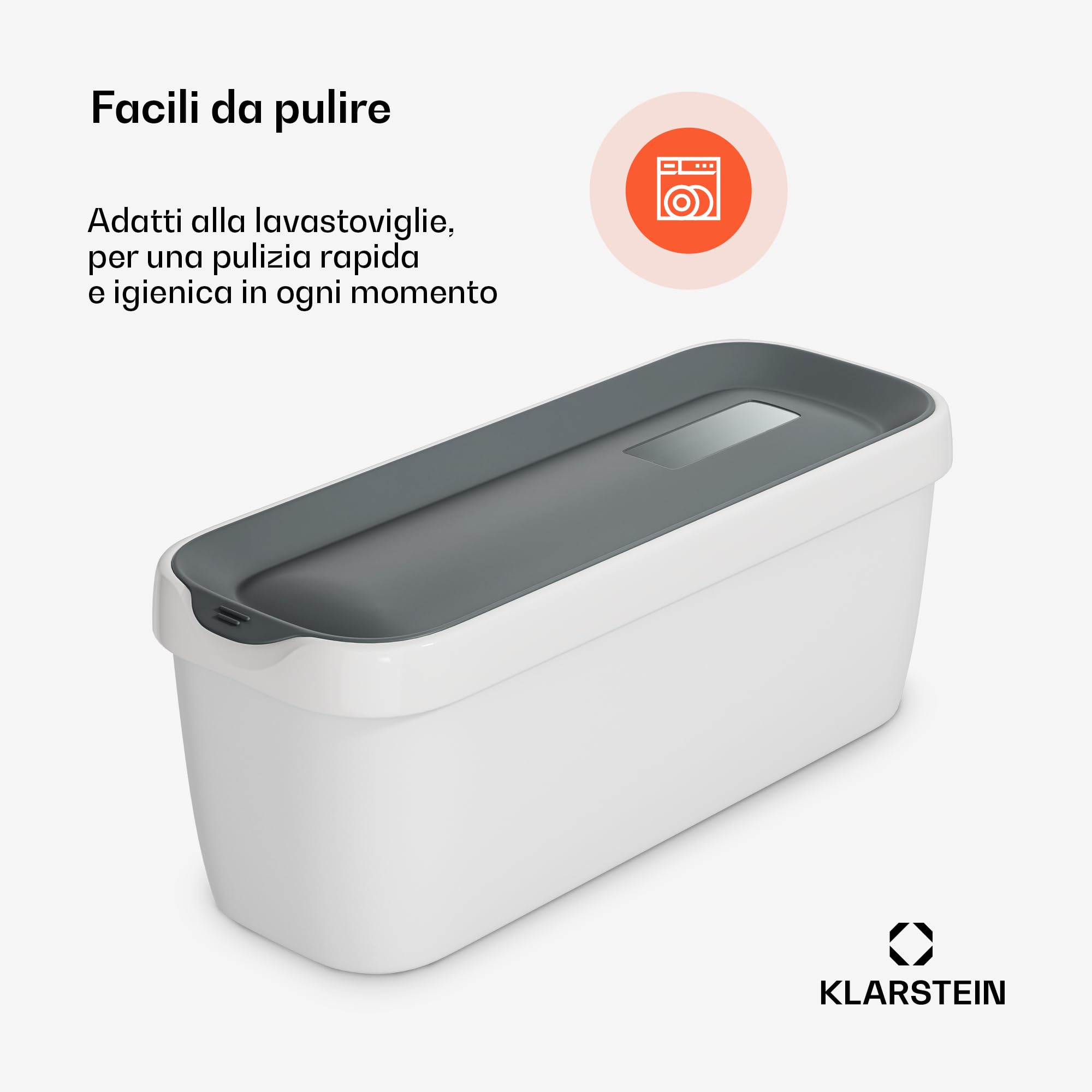 Klarstein Vaschette per Gelato 2x1,5L – Contenitori Plastica con Coperchio, Lavabili in Lavastoviglie