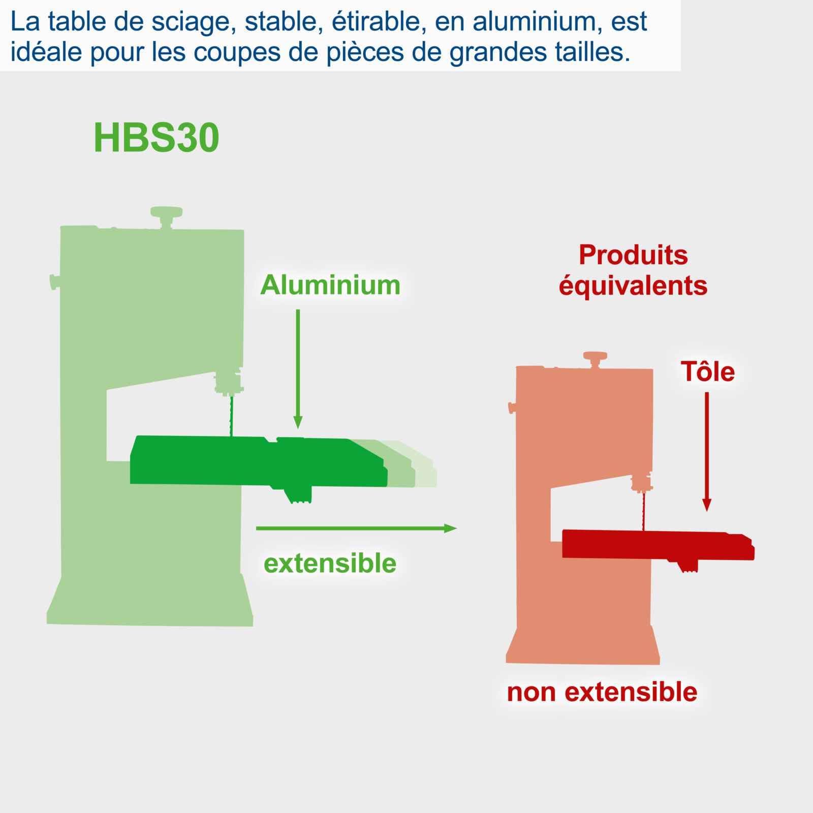 Scheppach Scie à ruban HBS30 350W Table 30x38x52cm Inclinable 0°-45° Raccord aspirateur Passage 80x200mm 3 lames 6-15 dents/pouce