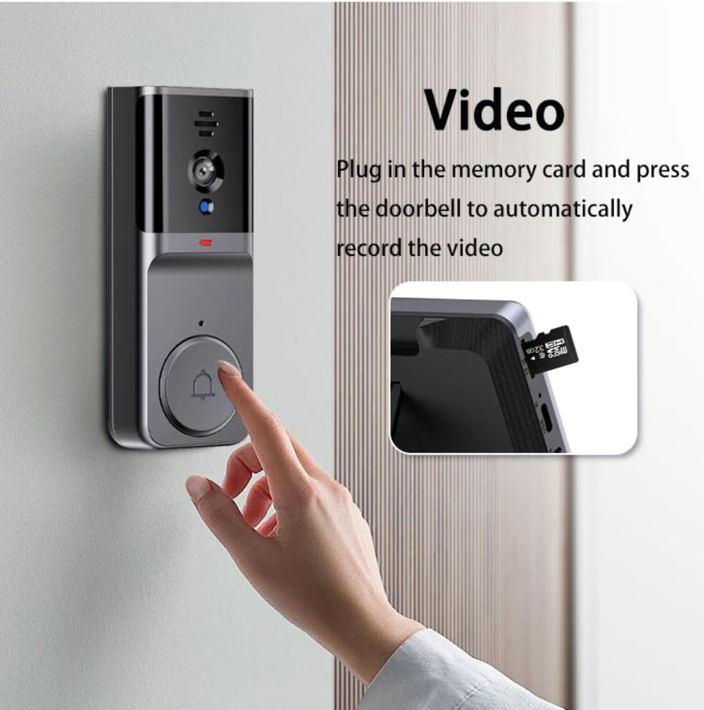 Winnes Draadloze videodeurbel, 1080P, IP65, waterdicht, intelligent, 155 °, groothoek, nachtzicht, PIR, detectie van menselijke bewegingsdetectie, bidirectionele audio (wit Winnes Draadloze videodeurbel, 1080P, IP65, waterdicht, intelligent, 155 °, groothoek, nachtzicht, PIR, detectie van menselijke bewegingsdetectie, bidirectionele audio (wit