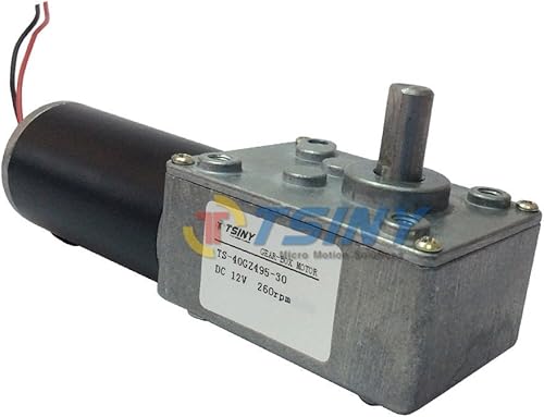 TSINY - Motor de engranaje helicoidal eléctrico de 12 V CC de 260 RPM de alta velocidad con reductor de caja de engranajes de metal, eje de salida