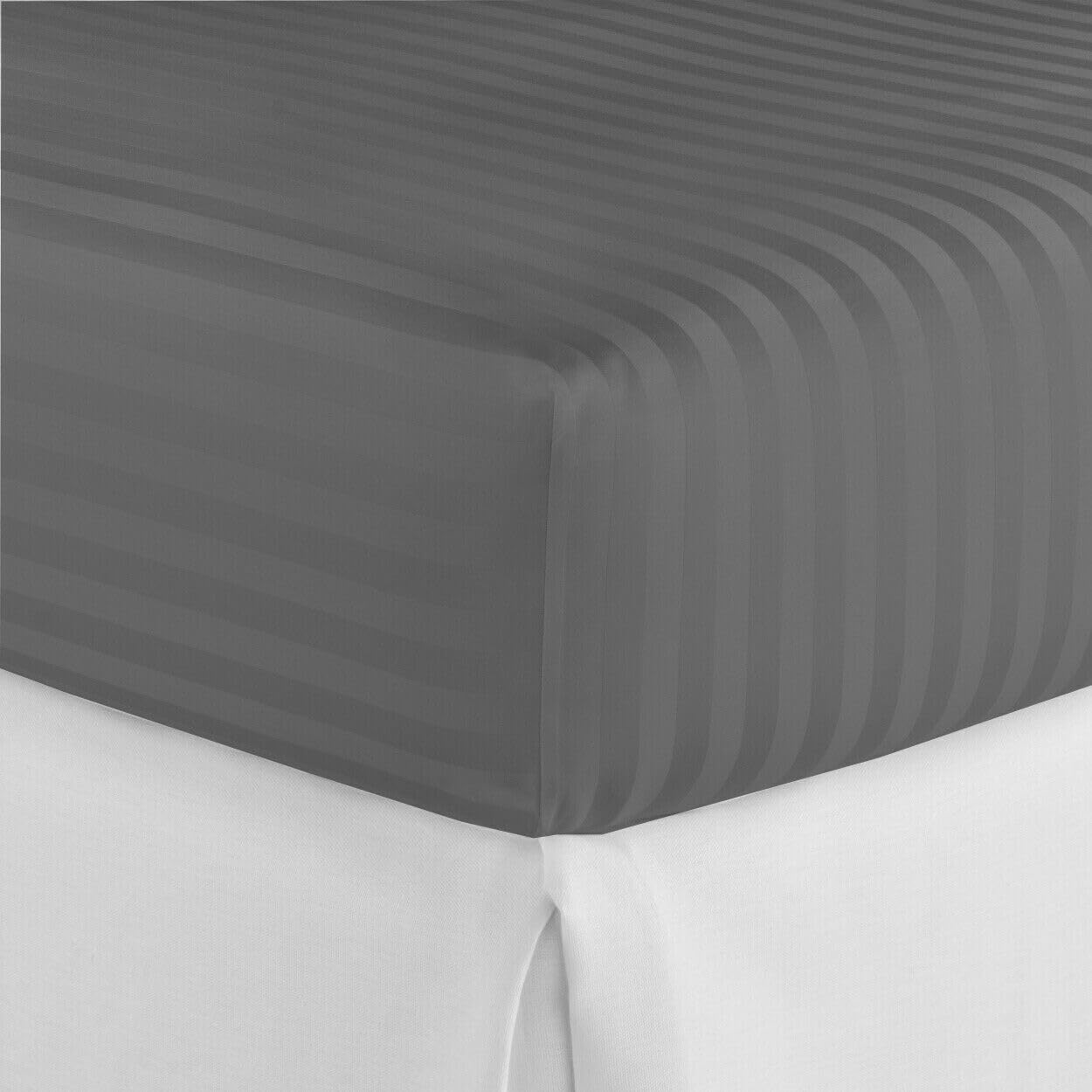 Emobosed Stripe Mattress Fitted Sheet Soft Mattress Cover Protector Mattress Encasement King Dark Grey
