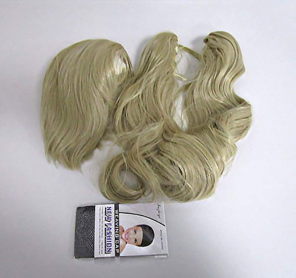 TOKYO-T Ann Takamaki Wig Cosplay Blonde Two Ponytail with Bangs Wavy Gray Apricot for Adult