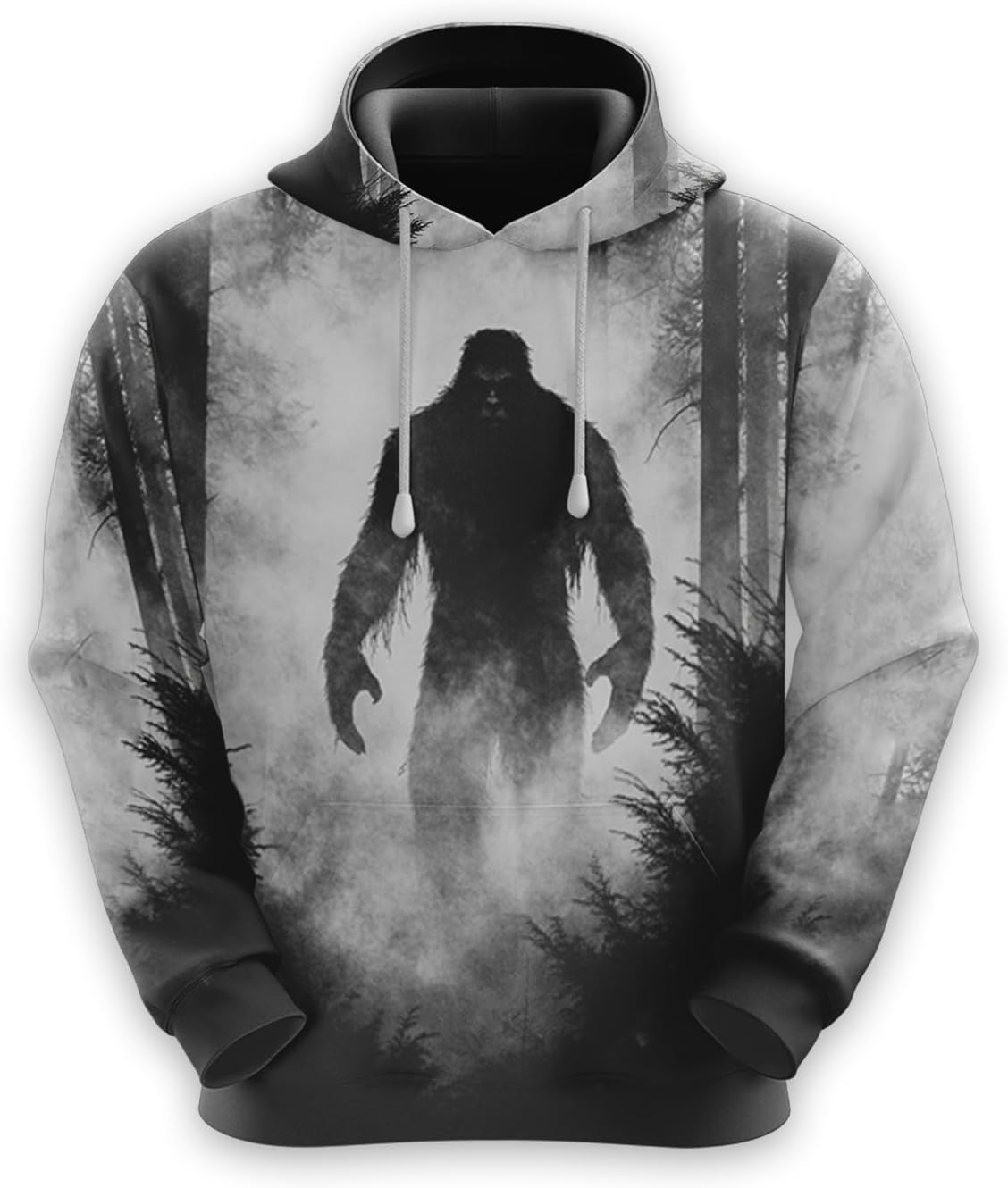 Mystery Sasquatch Hoodie For Men, 3D Bigfoot Graphic Hoodies Pullover Hooded Mens Fleece Hoodie Sweatshirt Pockets
