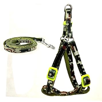 PSK Soft Padded Body Harness with Leash - Large 1.25 inch militry Colour