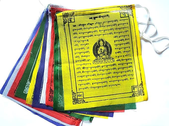PSE EXPORT TTibetan Buddhist Prayer Flags for Car/Home (10 Flag in 1 String, Big Size) Multicolour (Pack of 1)-image-44