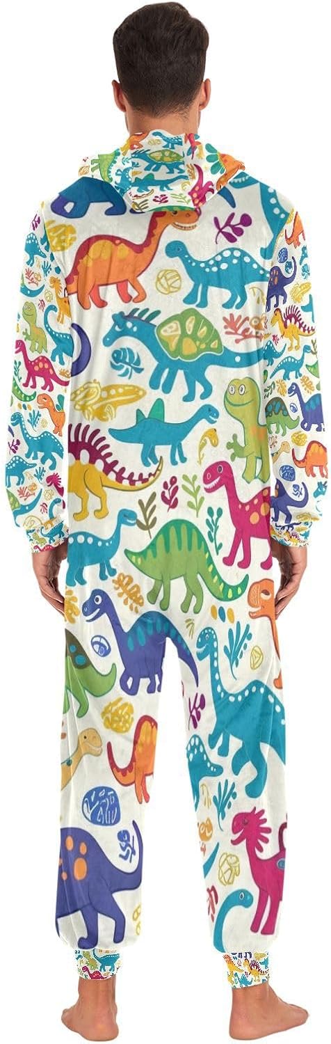 Dinosaur Unisex Adult Onesie Pajamas Comfy One Piece Costume Jumpsuits Novelty Sleepwear Homewear for Men Women