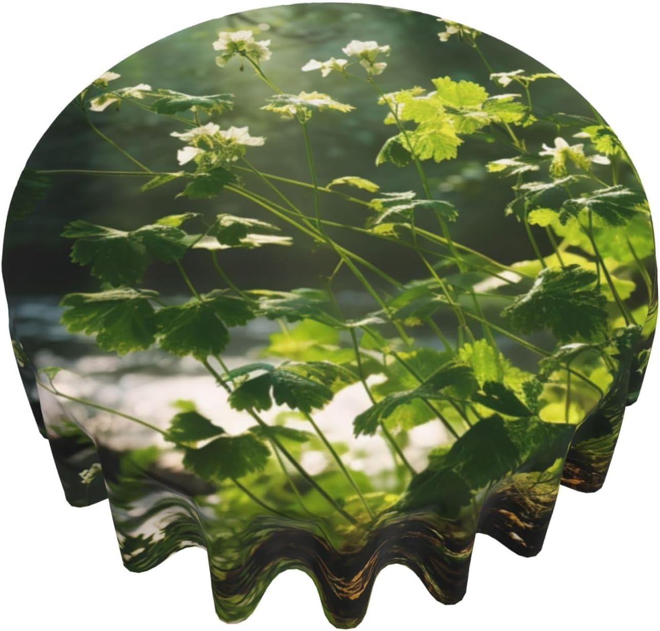 Wild Flowers Birds Leaves Branches Print Wrinkle Free Dining Table Cover for Birthday Party Farmhouse Tablecloths Up to 60 x 60 Inches