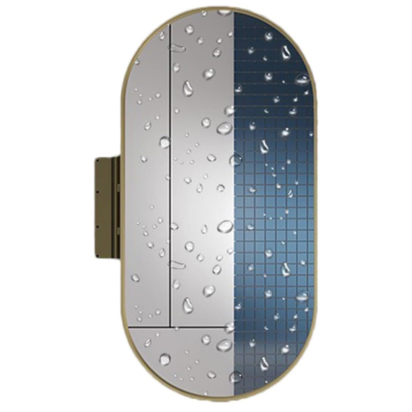 QICBYING Oval Hanging Bathroom Corner Mirror, Wall Mounted Dressing Make-up Mirrors, Rotatable And Foldable Wall Mirrors For Home Decor, HD, Explosion Proof, For Bathroom Vanity(Gold,50L x 90W cm)