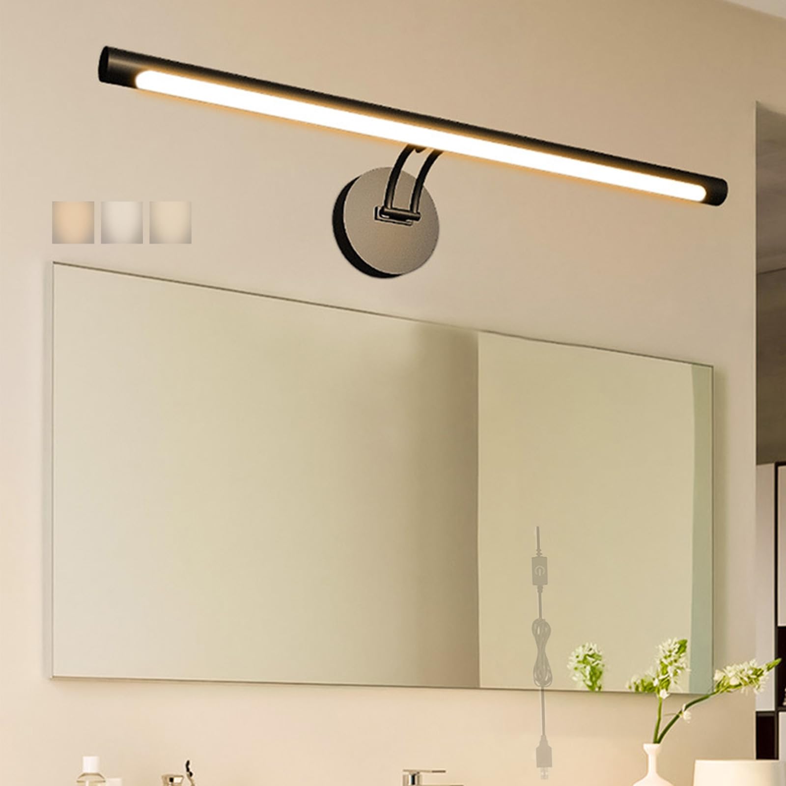 Iluminación de pared tricolor regulable con USB enchufe para dormitorio 8